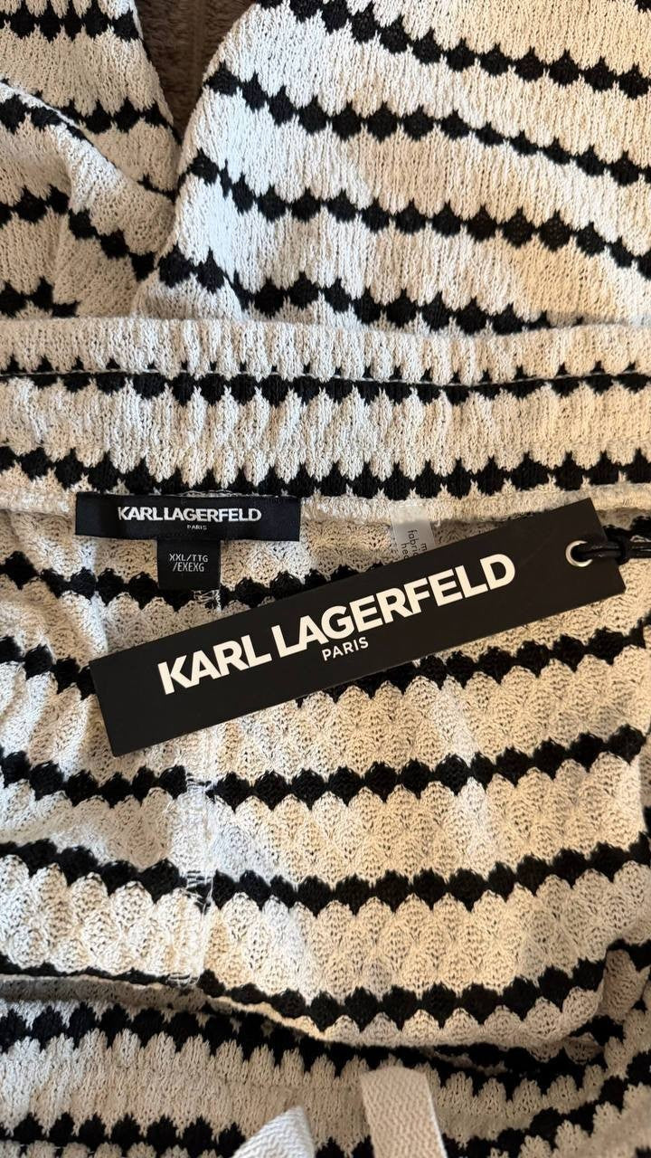 Karl Lagerfeld Paris Men’s Stripe Knit Beach Shorts Tan XXL $89 NWT