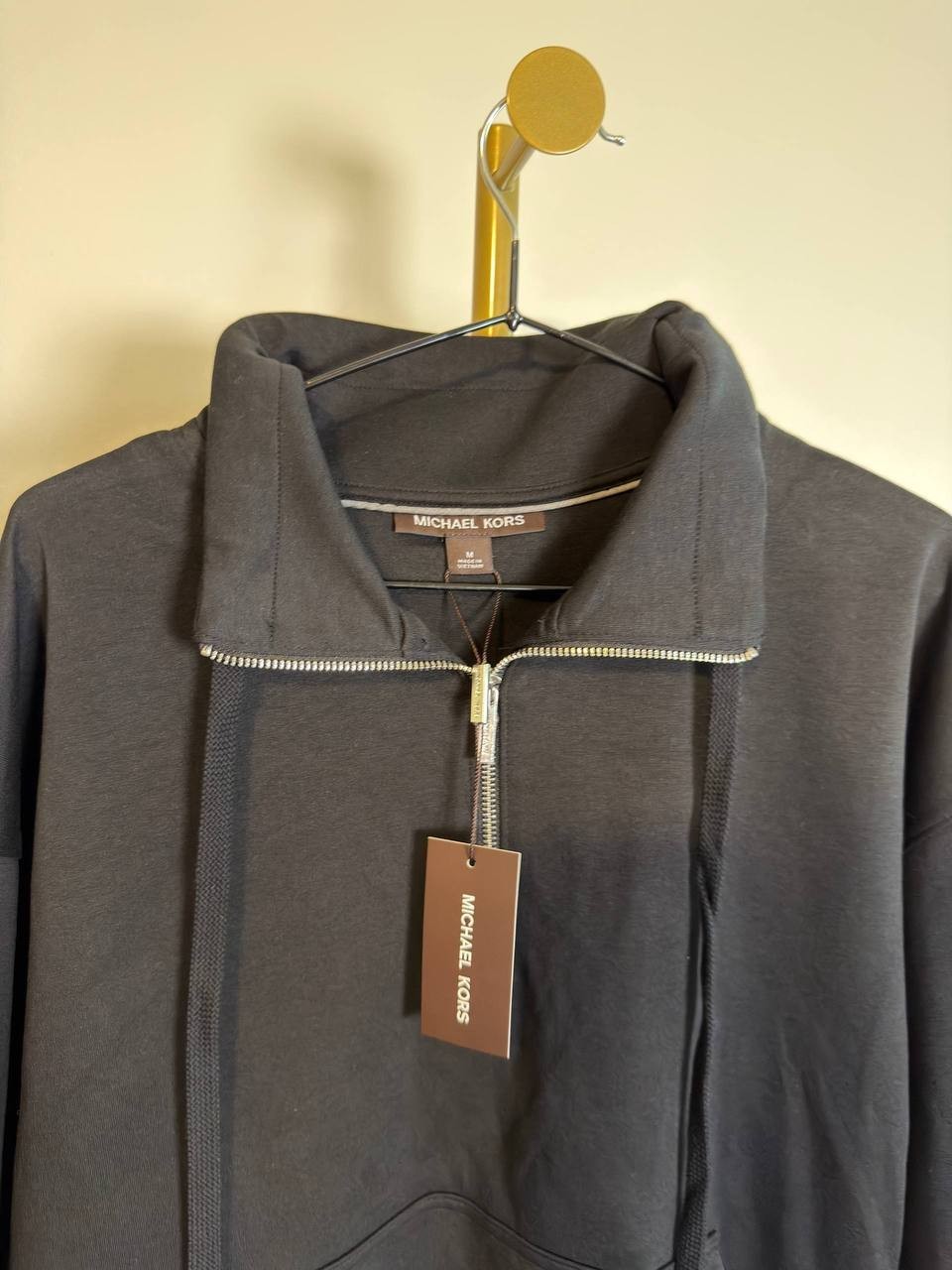 Michael Kors Men’s Half‑Zip Fleece Sweatshirt Black M NWT $148