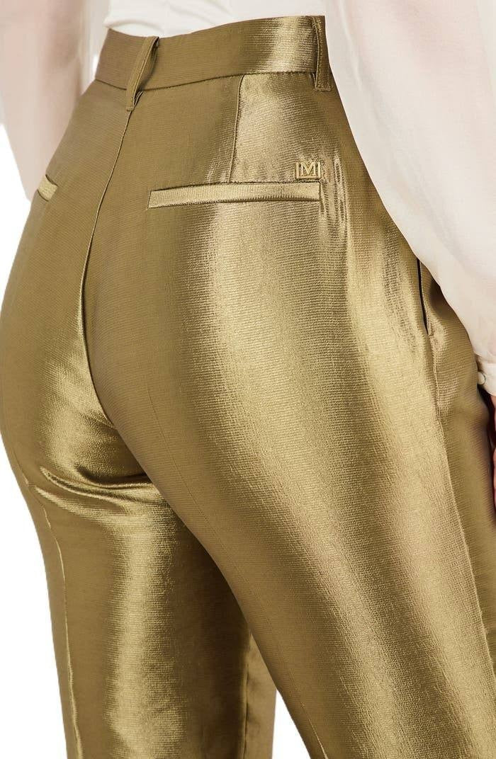 Marciano Milla Metallic Straight‑Leg Pants Gold 6 NWT $220