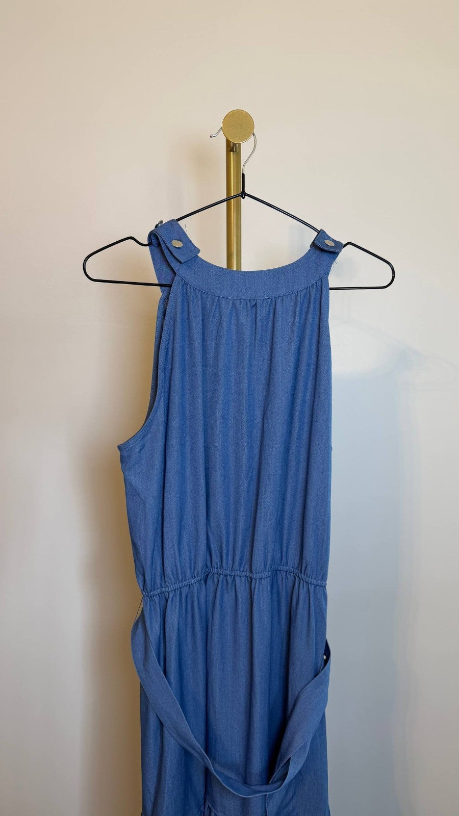 T Tahari Women’s Tiered Fit & Flare Halter Maxi Dress Blue $138 NWT
