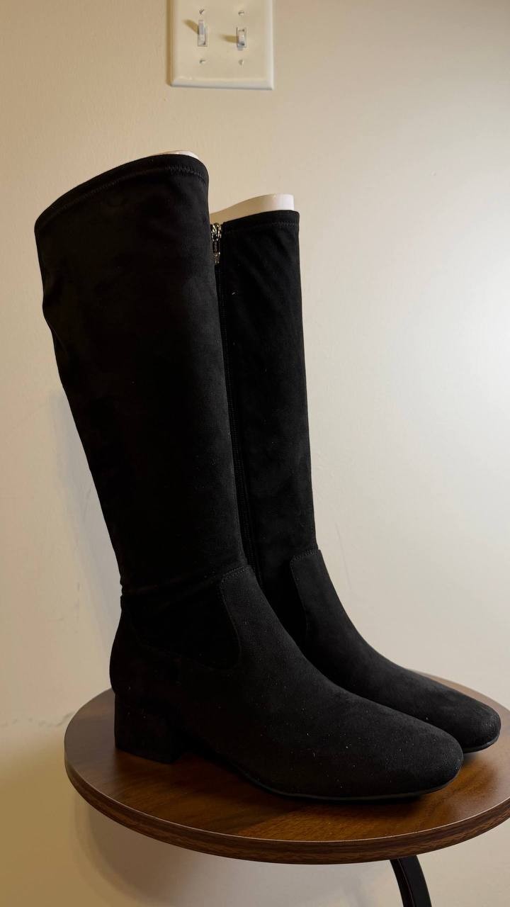 Easy Spirit Danilyn Boots 6M Black Textile Square Toe Block Heel NIB msrp$159