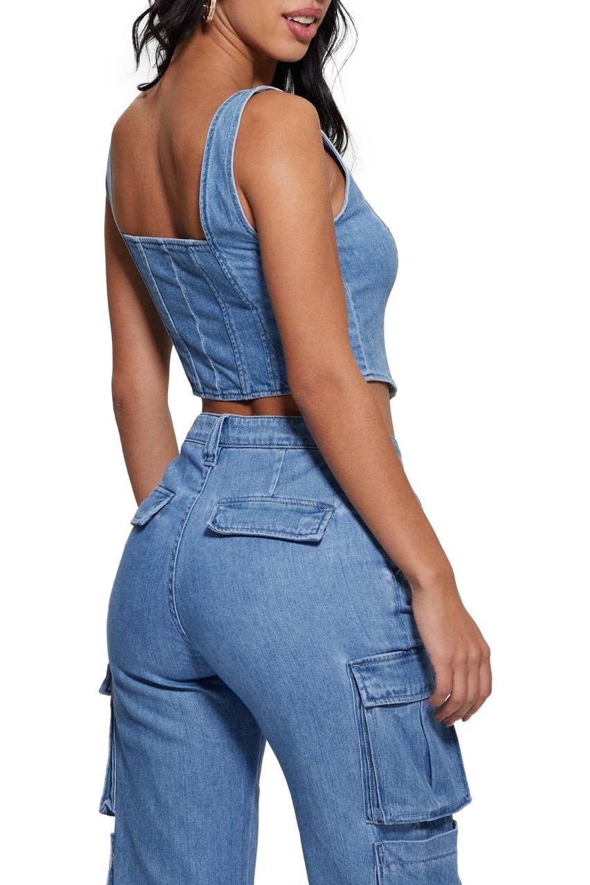 GUESS Crop Top Denim M NWT $88.00
