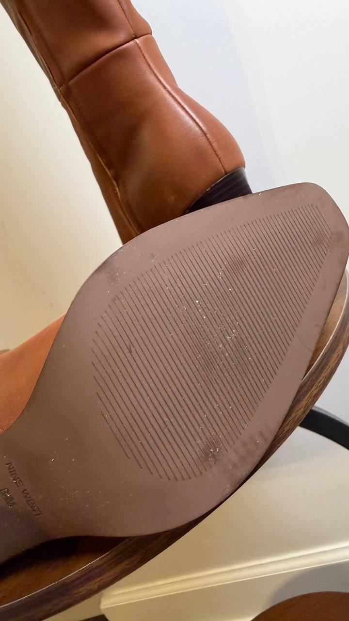 Nine West Zazz Boots 8.5M Medium Natural Leather Tall Square Toe NIB msrp$249