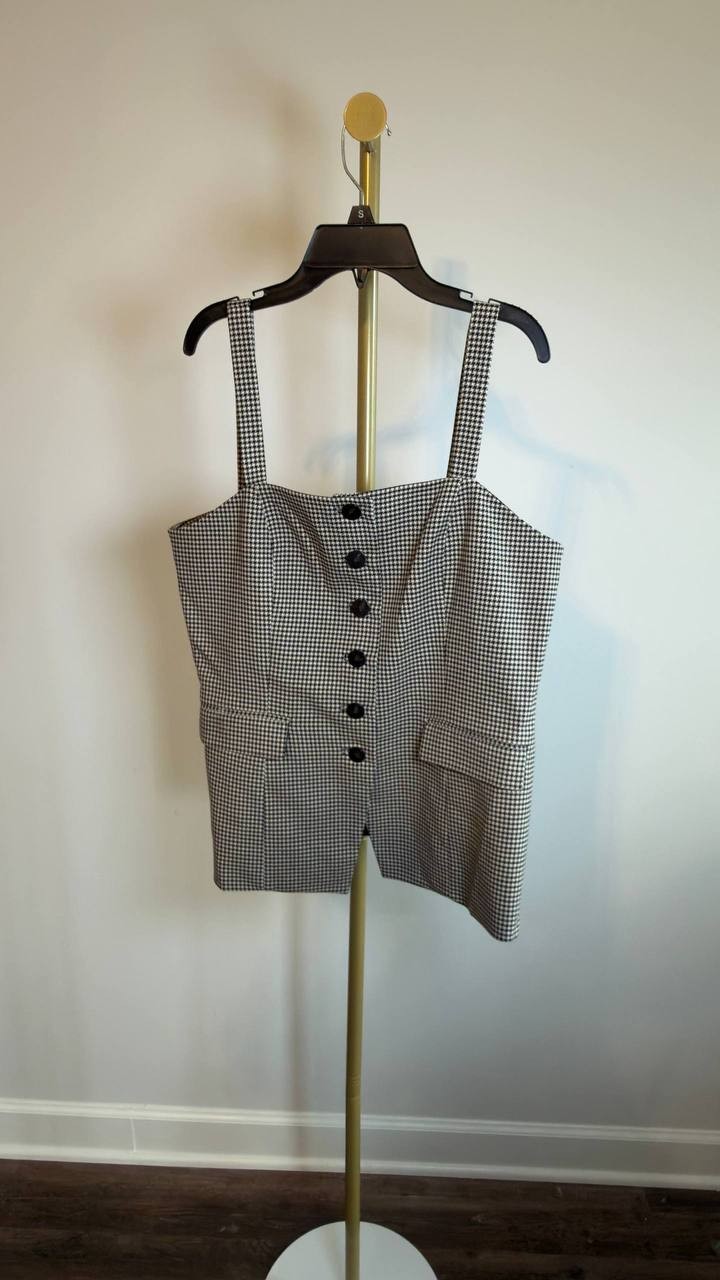 Anne Klein Square‑Neck Button‑Front Vest Multi Size 12 NWT $129
