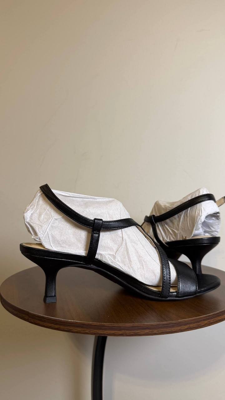 LifeStride Black Faux Leather Slingback Sandals 8.5W NIB $79.99