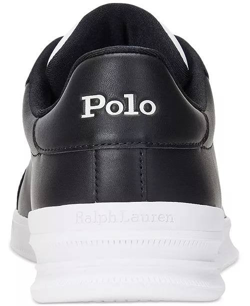 Polo Ralph Lauren Heritage Court II Leather Sneakers Black White 8.5 NWB $145