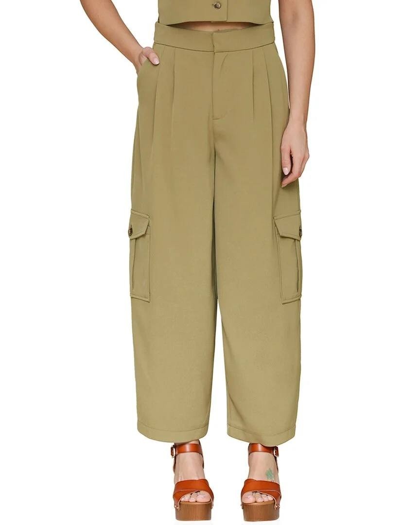 Avec Les Filles Barre Trouser Size 8 Khaki Cargo Wide-Leg Pants NWT