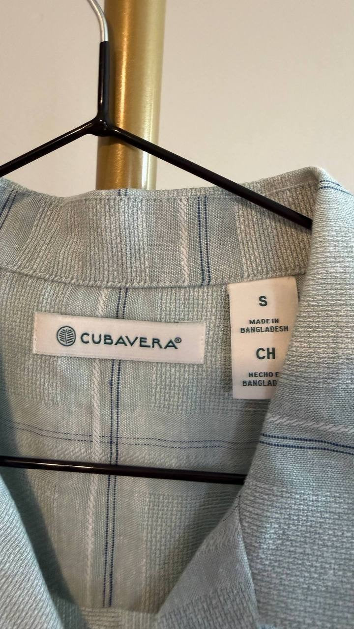 Cubavera Men’s Classic‑Fit Windowpane Linen Blend Camp Shirt S/CH $80 NWT