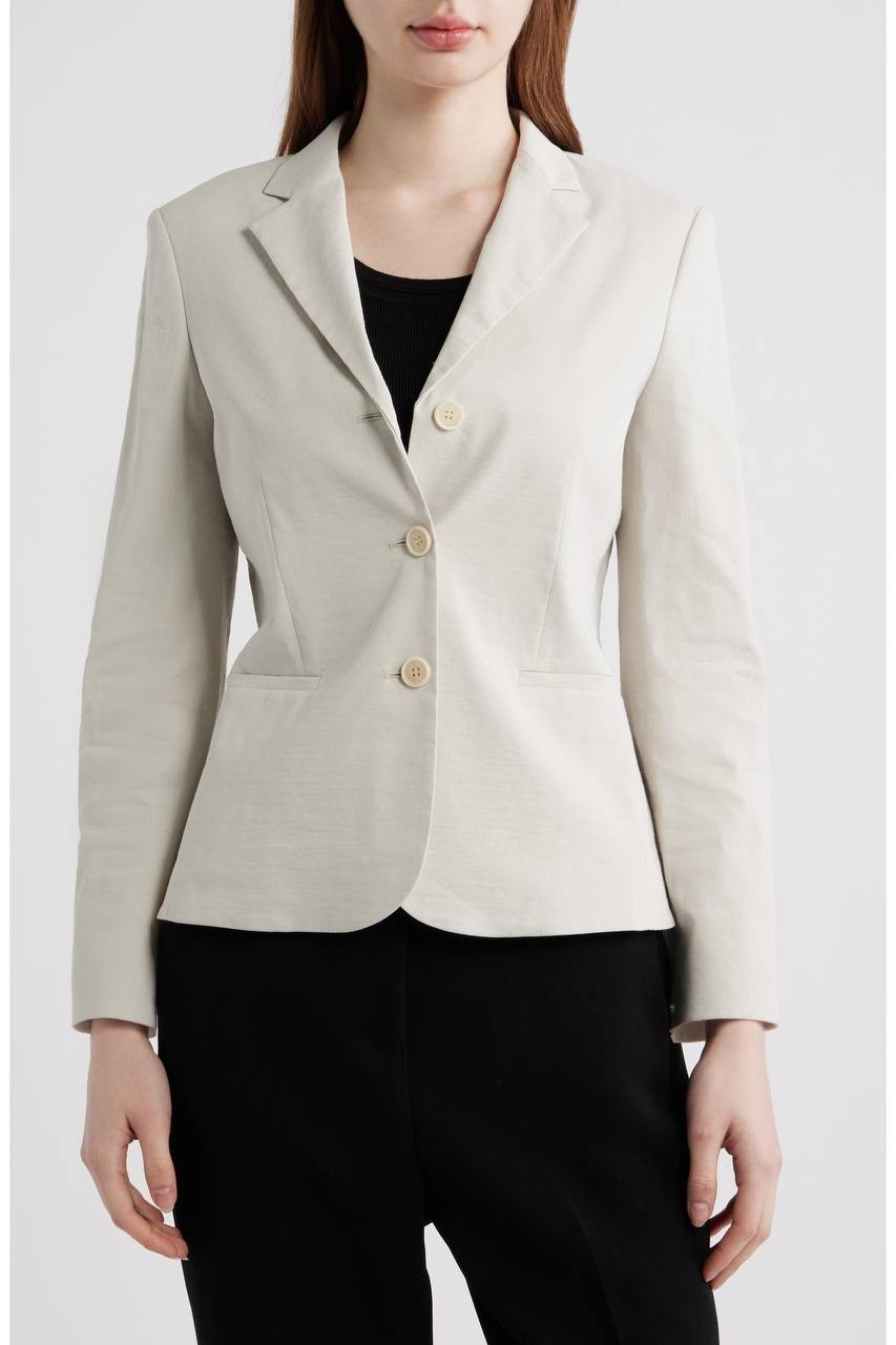 Theory Shrunken Linen Blend Jacket White Clay 12 NWT $465