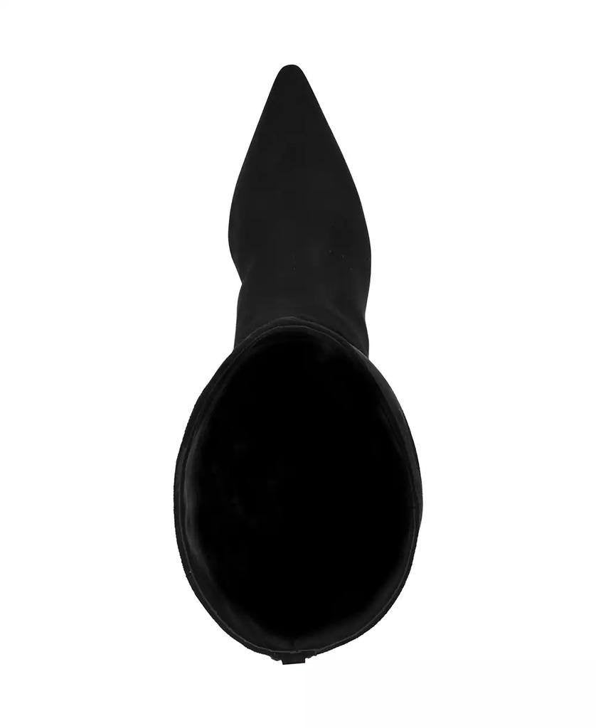 GUESS Palisa Wide Calf Tall Kitten Heel Boots Black 7,5M Suede $179 NWB