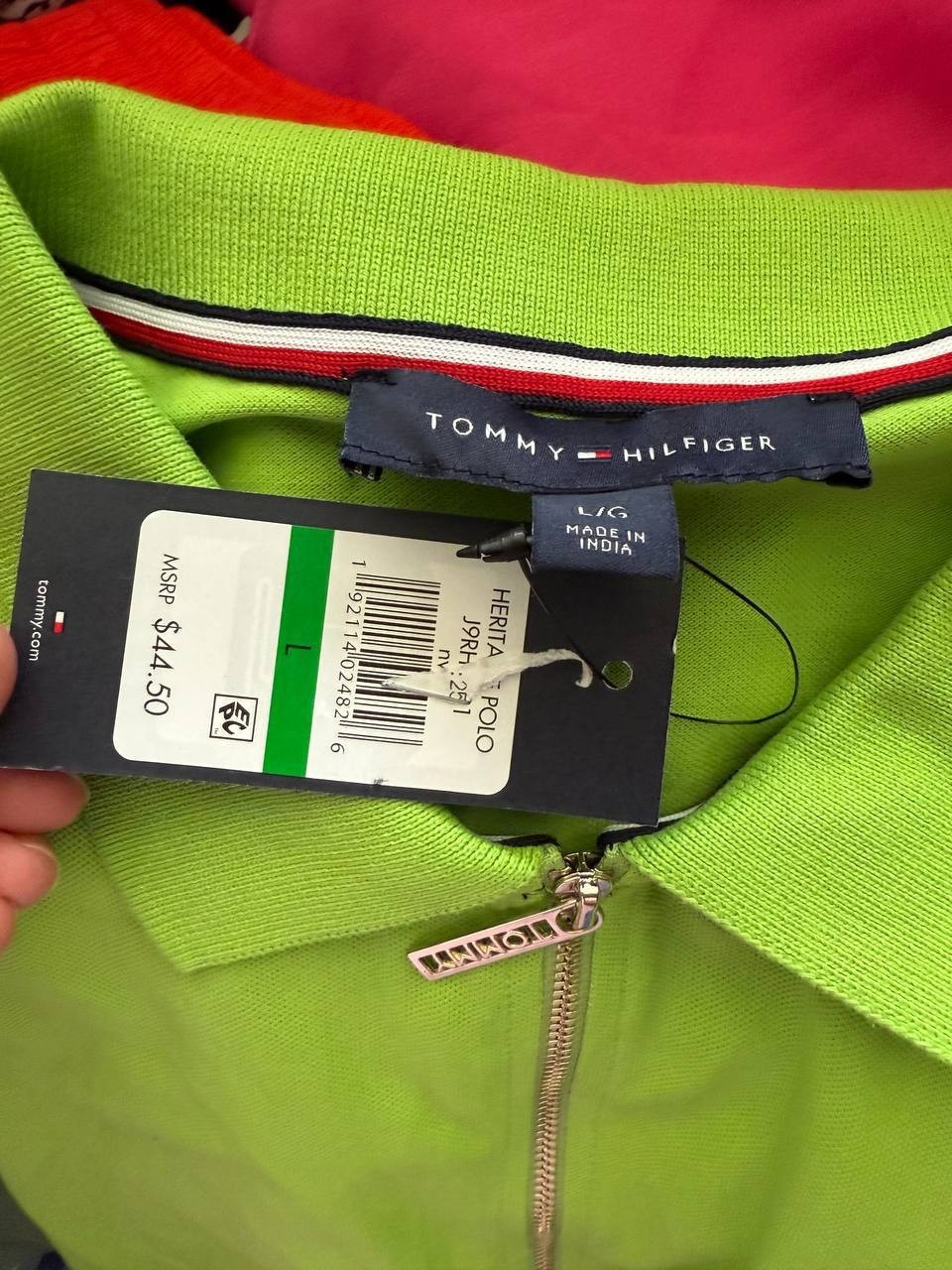 Tommy Hilfiger Zip Polo – Green Combo, Size L