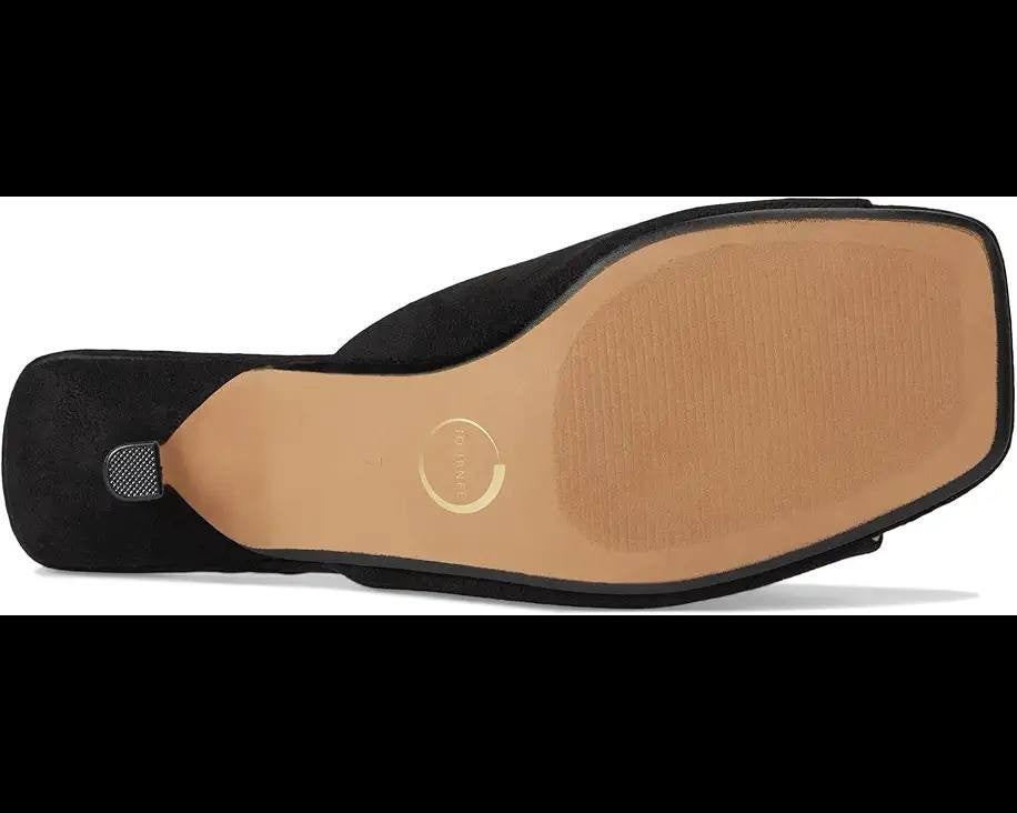 Journee Collection “Larna” Open‑Toe Wedge Sandals–Size 7.5 W–BlackFaux Suede–NIB