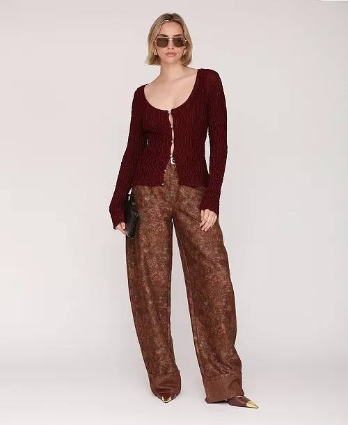 Avec Les Filles Barrel‑Leg Pants Black 30 $138 NWT Damaged Zip Fly