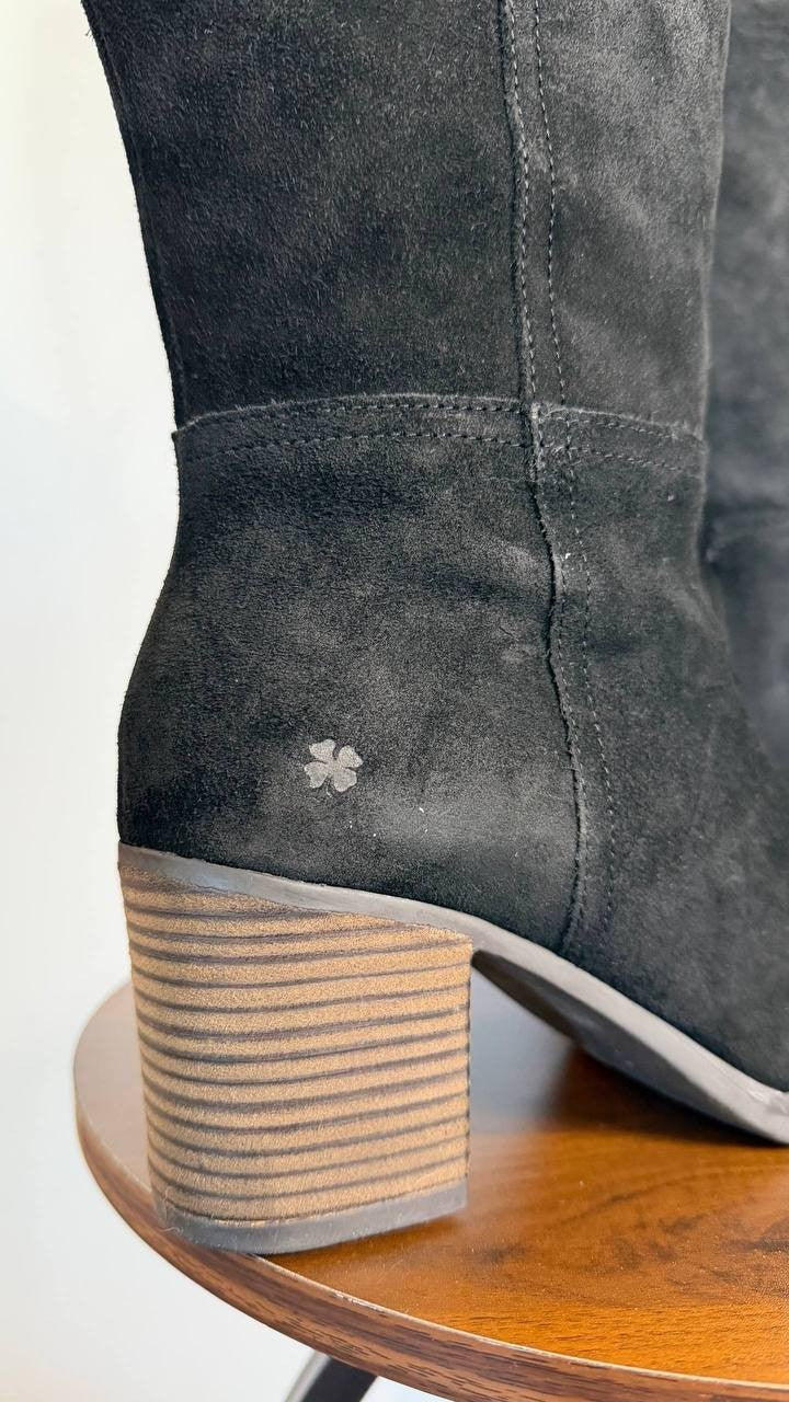 Lucky Brand Bonnay Extra Wide Calf Knee High Boots Black 8M Suede $189 NWB