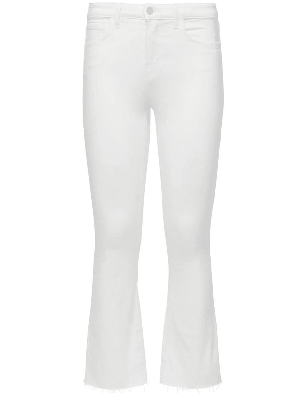 L’Agence Kendra High Rise Crop Flare Jeans Raw Hem White 24 NWT $275