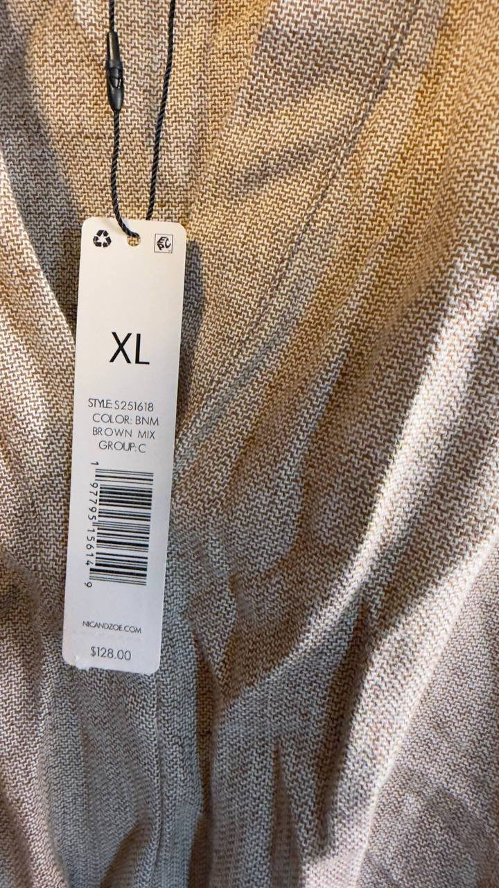 NIC+ZOE Cotton Linen Drawstring Vest Brown Mix XL NWT $128