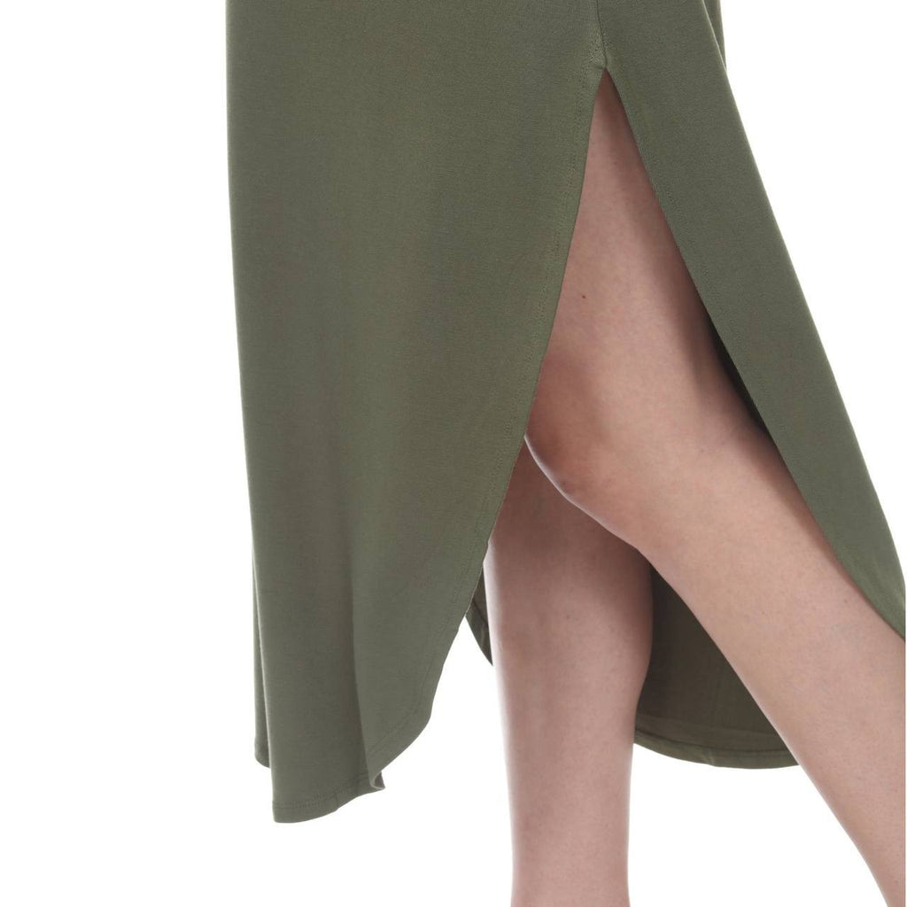 White Mark Women’s Short Sleeve V‑Neck Maxi Dress Olive L NWT $64