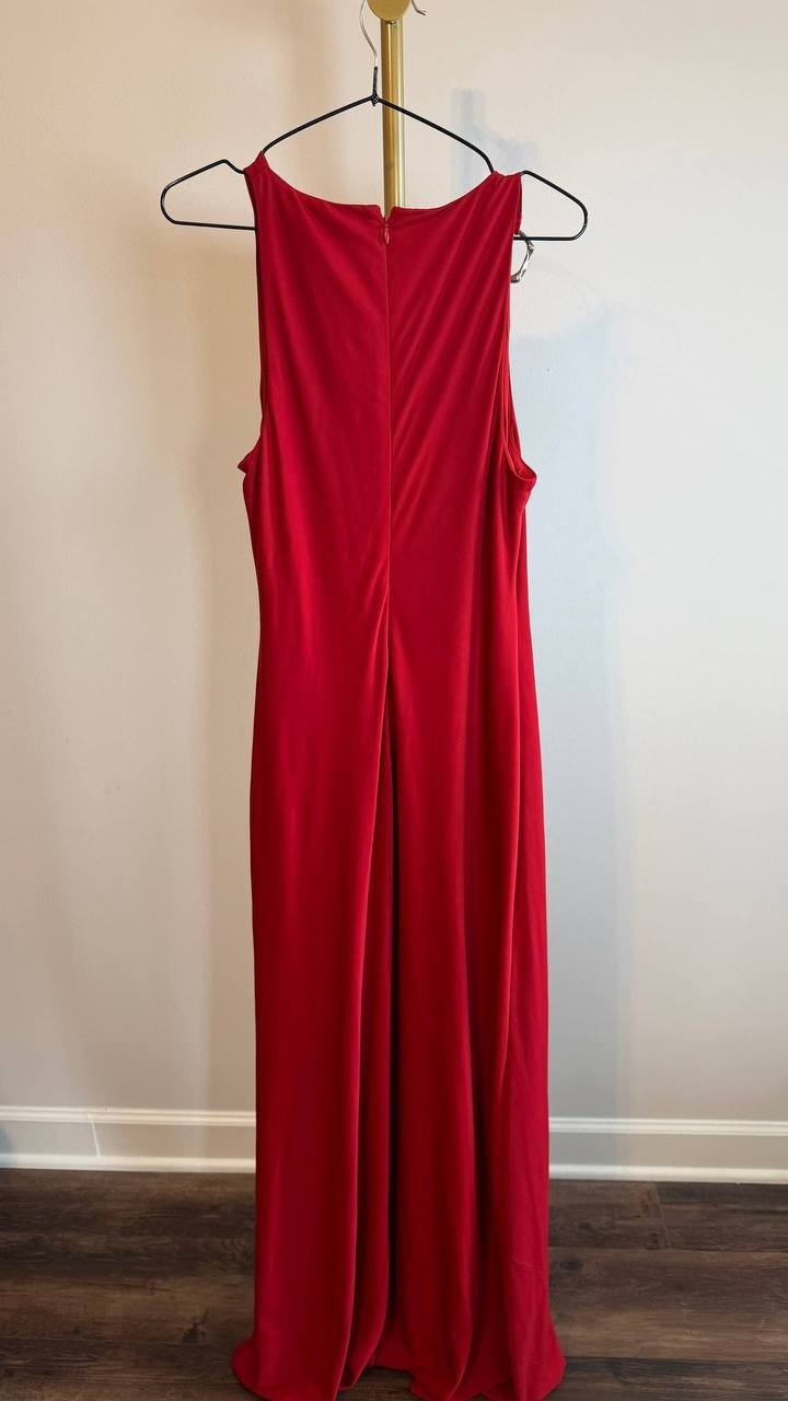 Lauren Ralph Lauren Ring-Trim Cowlneck Gown Red 8 NWT $245
