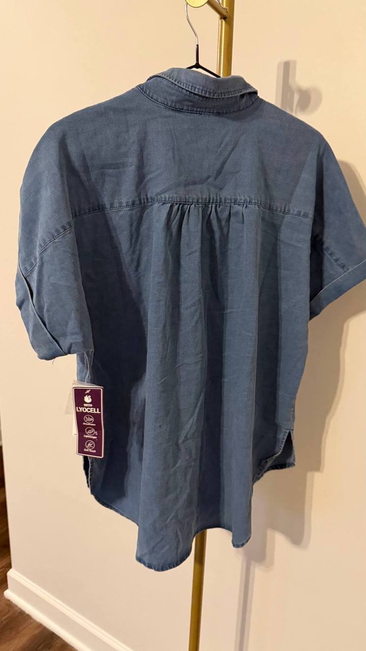 Gloria Vanderbilt Blue Lyocell Lightweight Top XL NWT Breathable Casual Wear