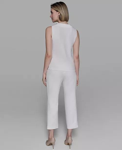 Karl Lagerfeld Paris Embellished Sleeveless Top White XL NWT $99