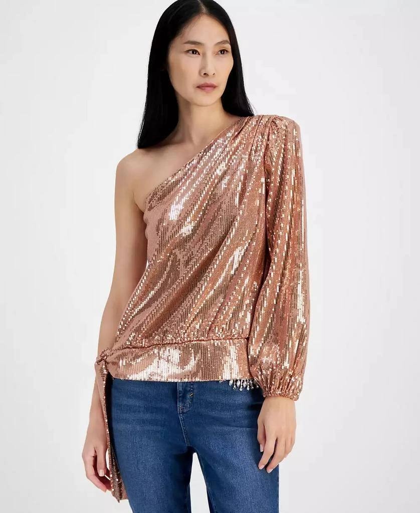 INC International One-Shoulder Sequined Top Size M NWOT $79.50 – Party Chic
