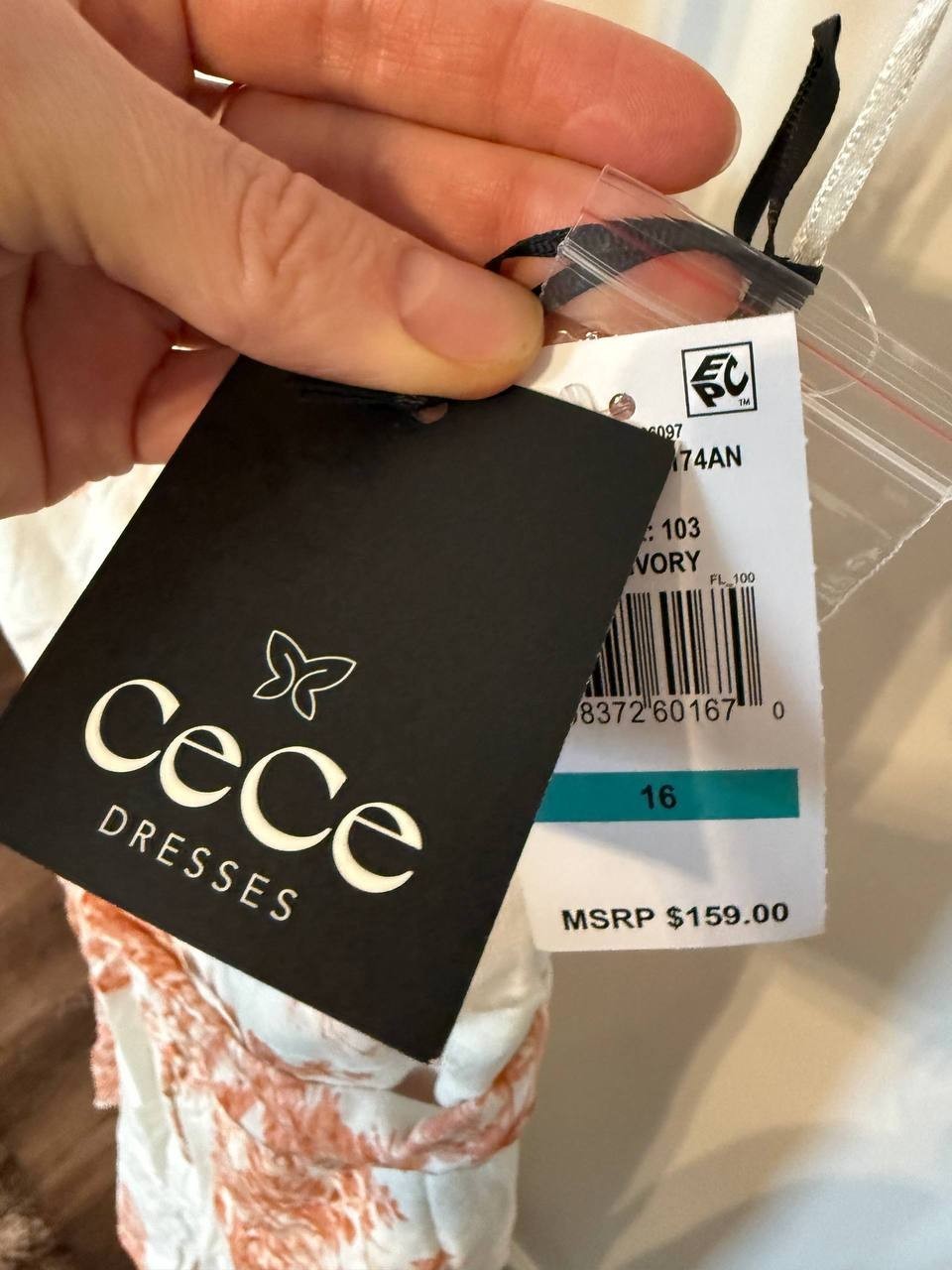 CeCe Placement‑Print Sleeveless Fit & Flare Dress–Ivory–Size 16–NWT–MSRP$159