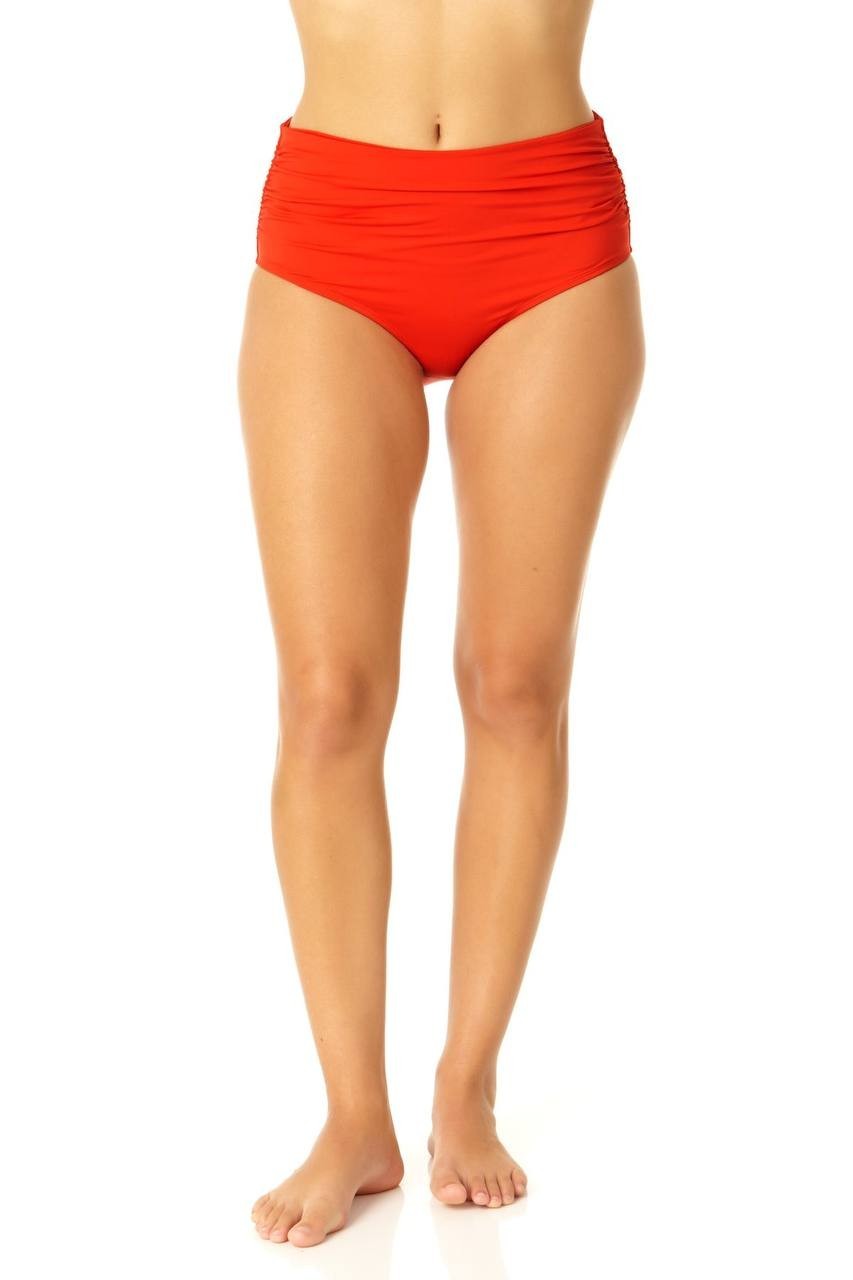 Anne Cole Convertible High Waist Shirred Swim Bottom Hot Pinkie S NWT $56