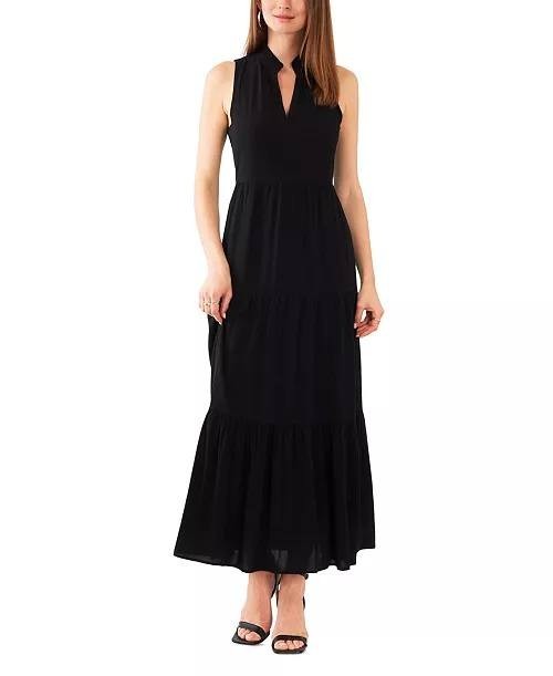 Vince Camuto Split‑Neck Sleeveless Maxi Dress Rich Black M NWT $69