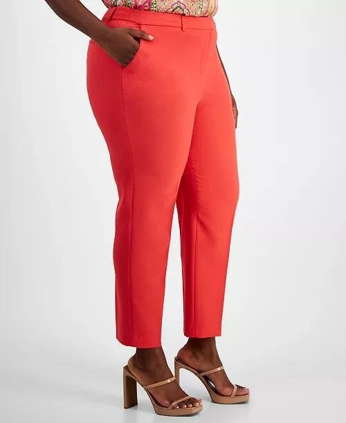 Tahari ASL Classic Ankle Pants Size 8 NWT Red Mid Rise for Office Casual Wear
