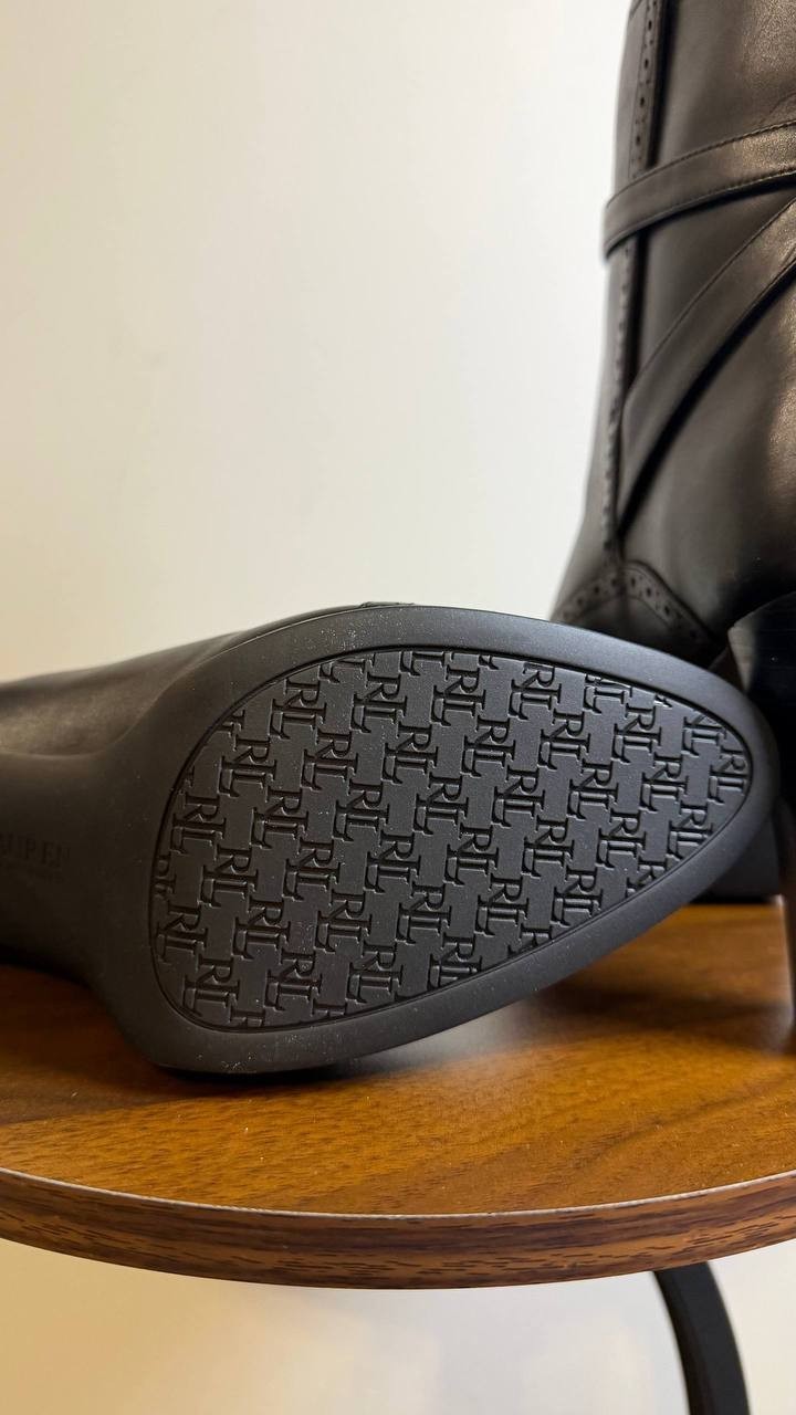 Lauren Ralph Lauren McKinsey Booties 11B Black Leather Brogue Strap NIB msrp$225