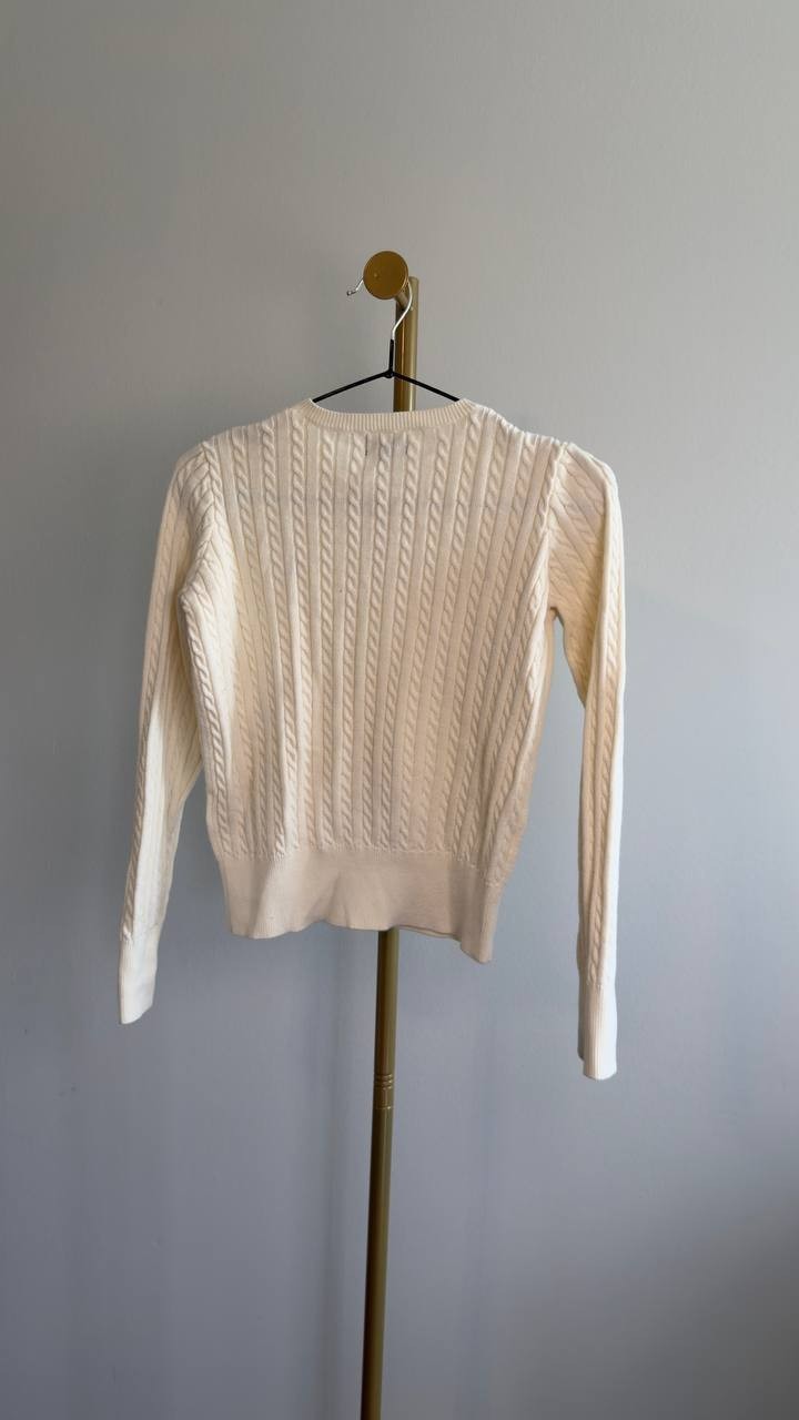 Polo Ralph Lauren Textured Knit Button Cardigan Cream XXS $228