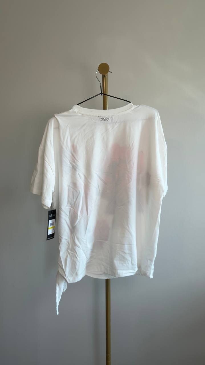 Karl Lagerfeld  Floral Print Crewneck Top M White Multi NWT $79