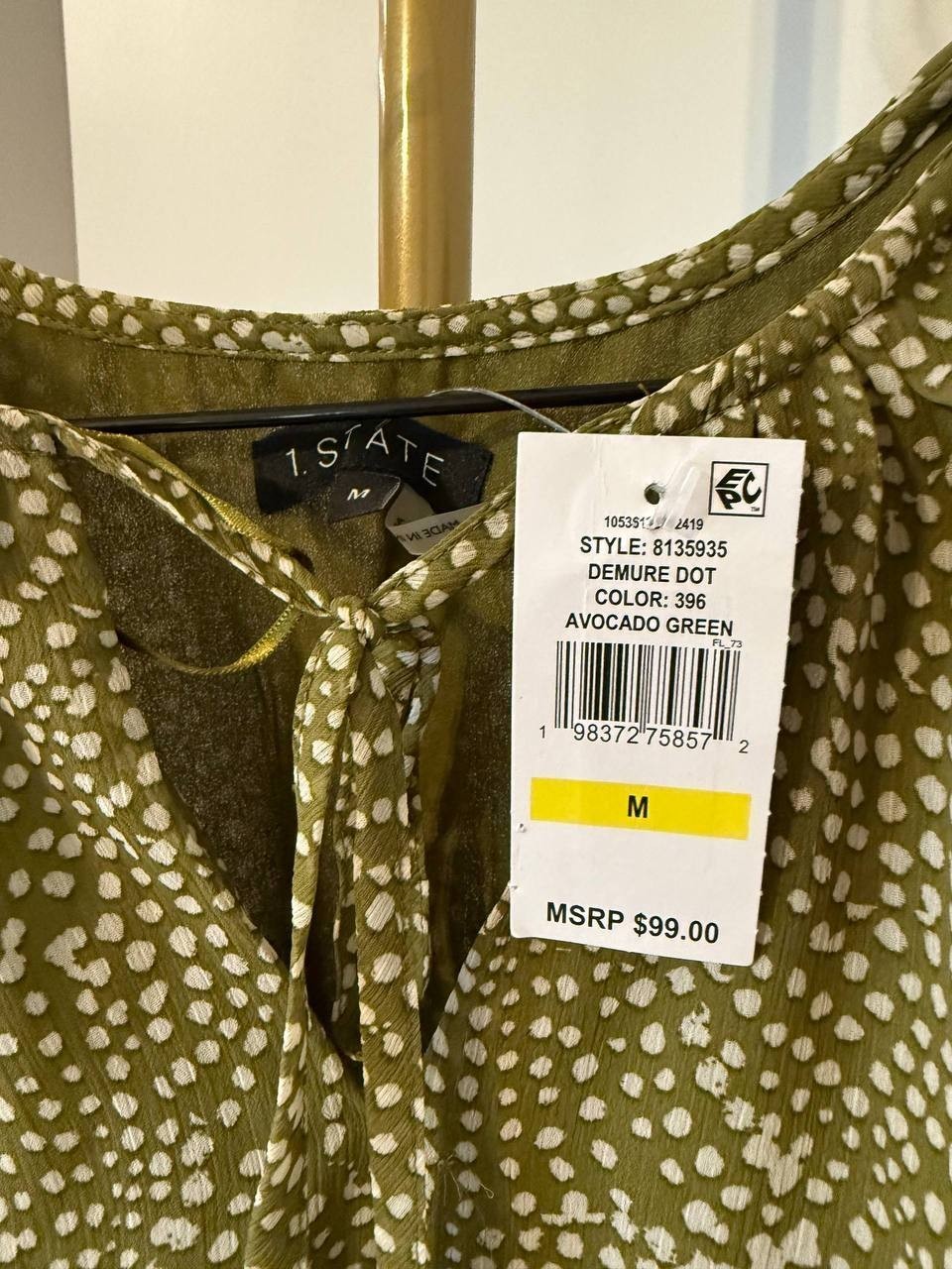 1.STATE Printed Sleeveless Dress Avocado Green M NWT Modern Chic Fresh msrp$99
