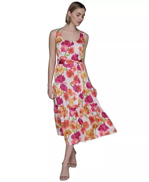 Karl Lagerfeld Paris Floral‑Print A‑Line Dress Floral Multi 8 NWT $169