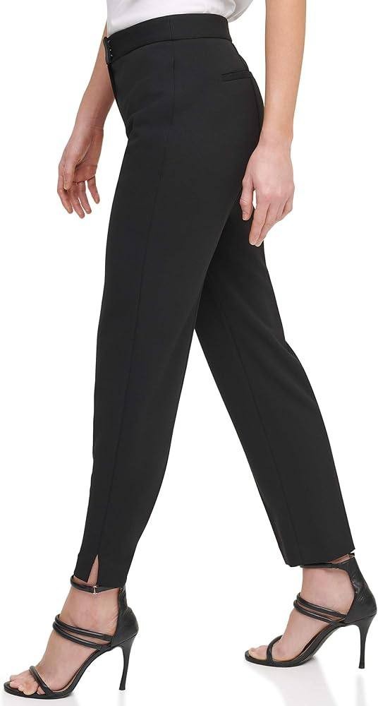 DKNY Pants 12 Black Foundation Slim Cropped Stretch Career Hook Zip NWT