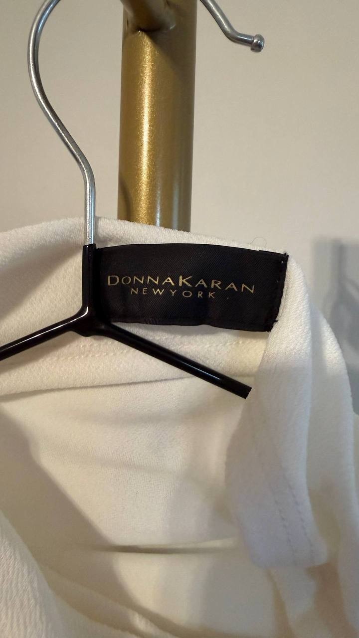 Donna Karan Draped Mock Neck Sleeveless Top Cream M $69 NWT