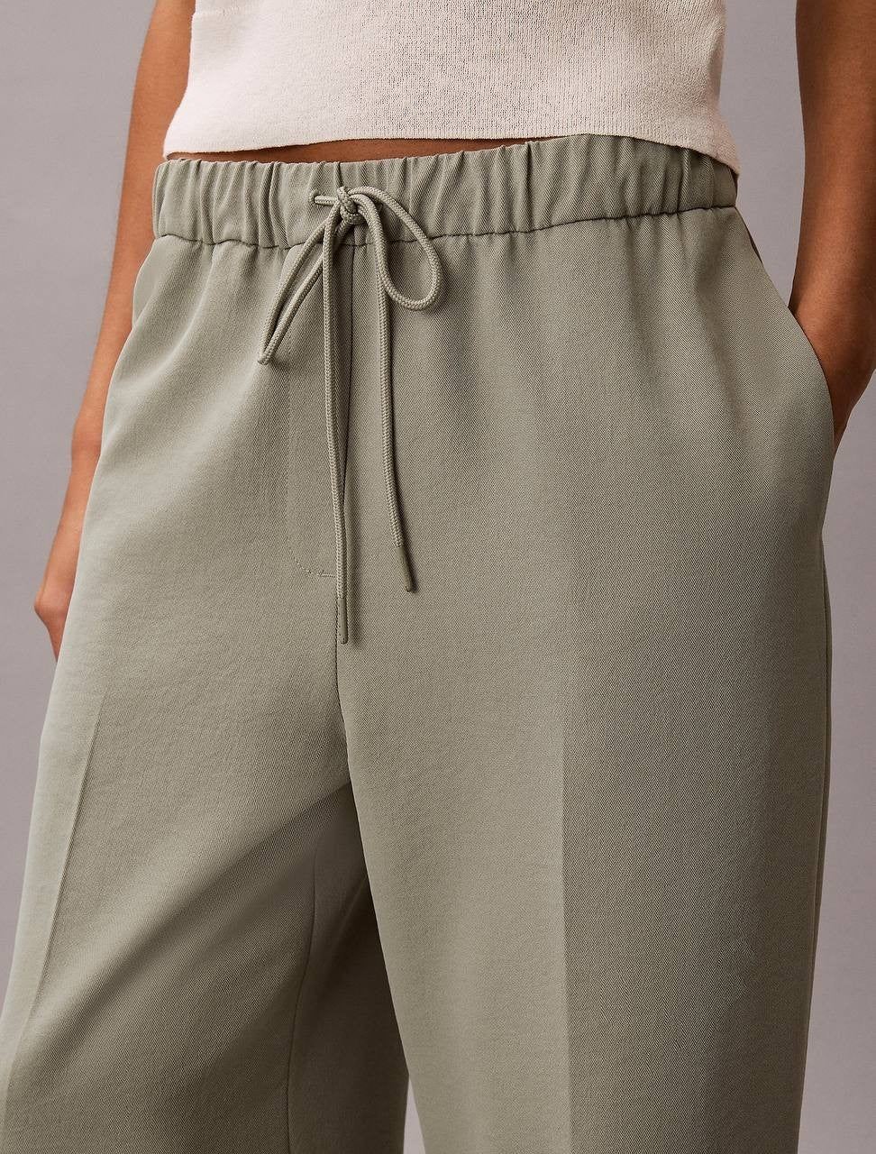 Calvin Klein Soft Twill Drawstring Trousers Shadow S NWT $199