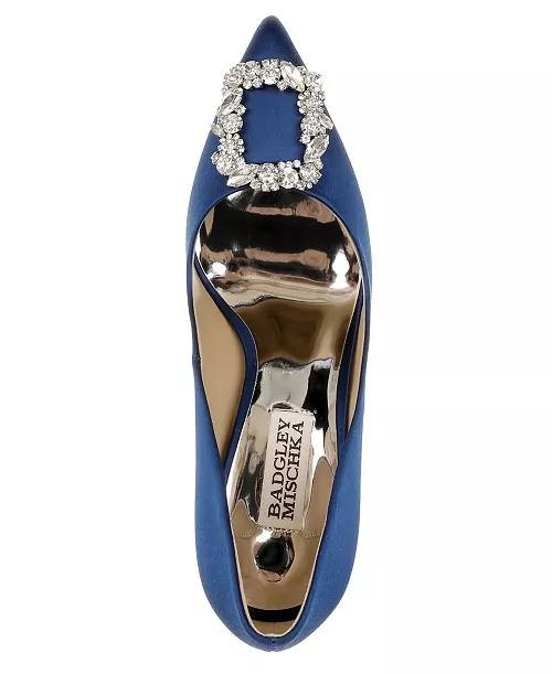 Badgley Mischka Blue Satin Evening Pumps 6M Pre‑Owned w/o Box MSRP $235