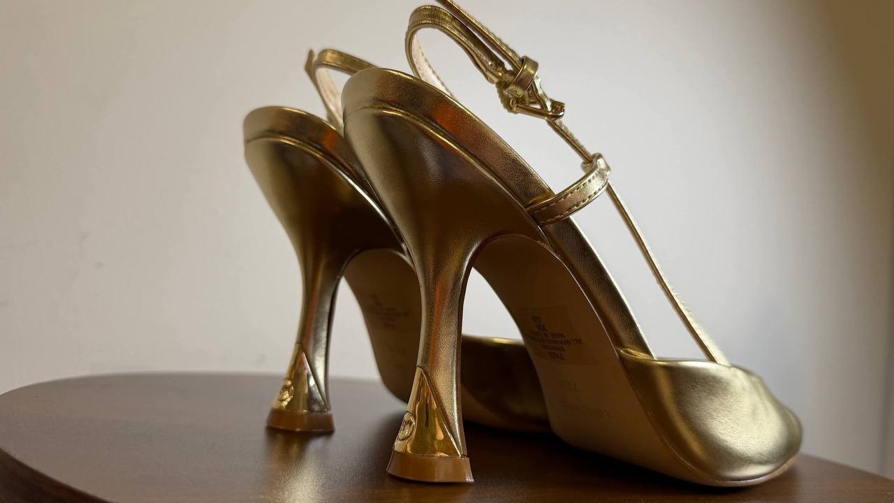 Nine West Vassa Slingback Pumps 7.5M Gold Heels New