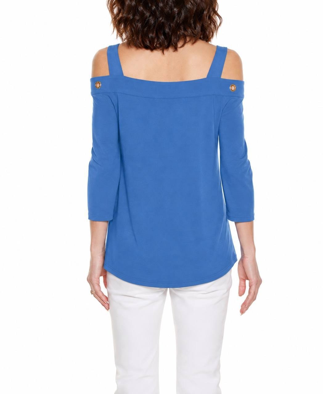 Belldini Grommet-Trim Cold Shoulder Top Mediterranean Gold L NWT $49