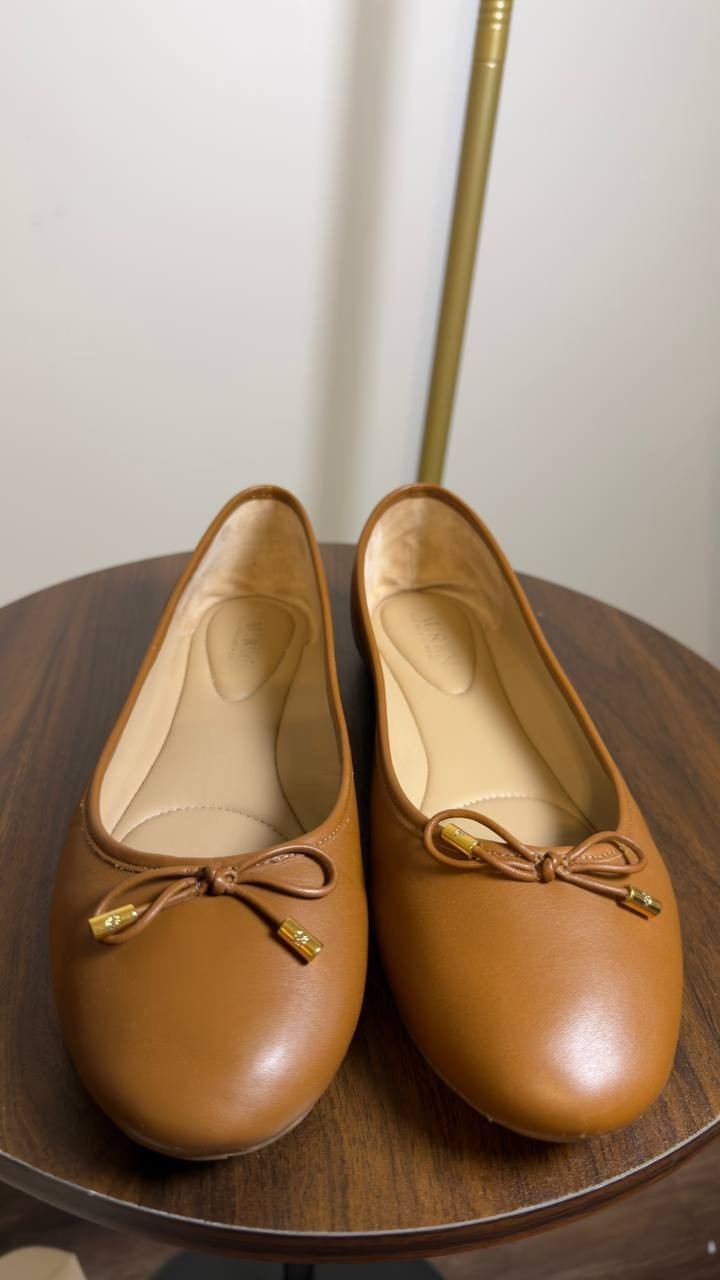Lauren  Ralph  Lauren  Ballet  Flats  Deep  Saddle  Tan  8  B   $125
