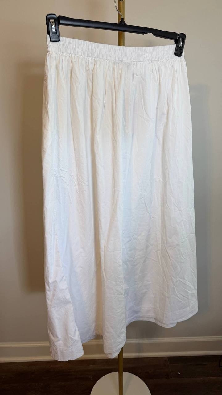 BOSS Vlondie White Maxi Skirt Size L NWT Elastic Waist Side Pockets