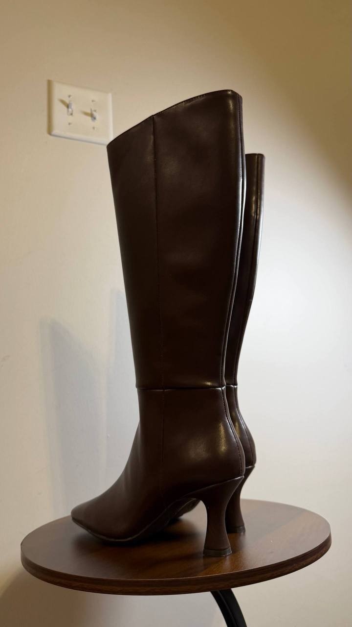 Anne Klein Perfektion Boots 6 Black Man‑Made Knee‑High Snip Toe NIB msrp$159