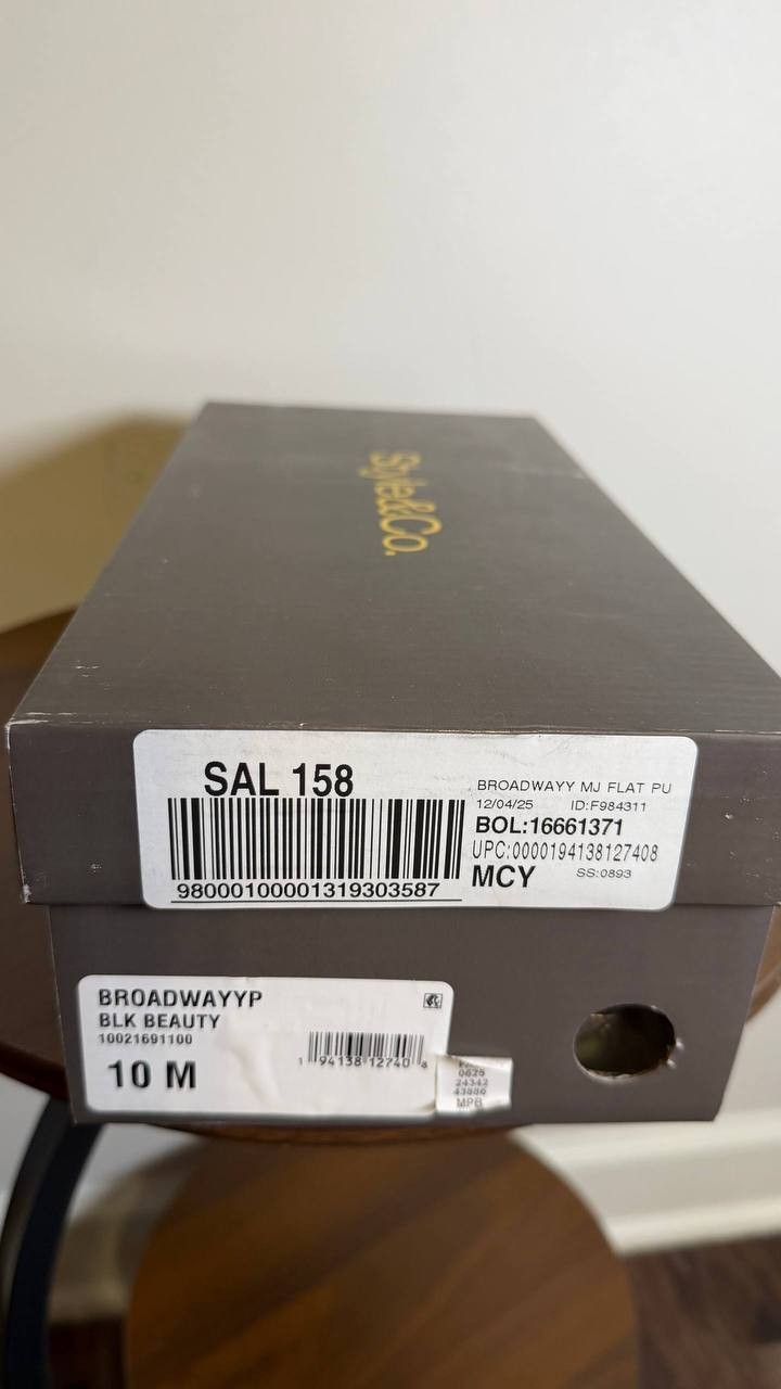 Style&Co Women’s Ballet Flats 10M Black Man-Made – New in Box