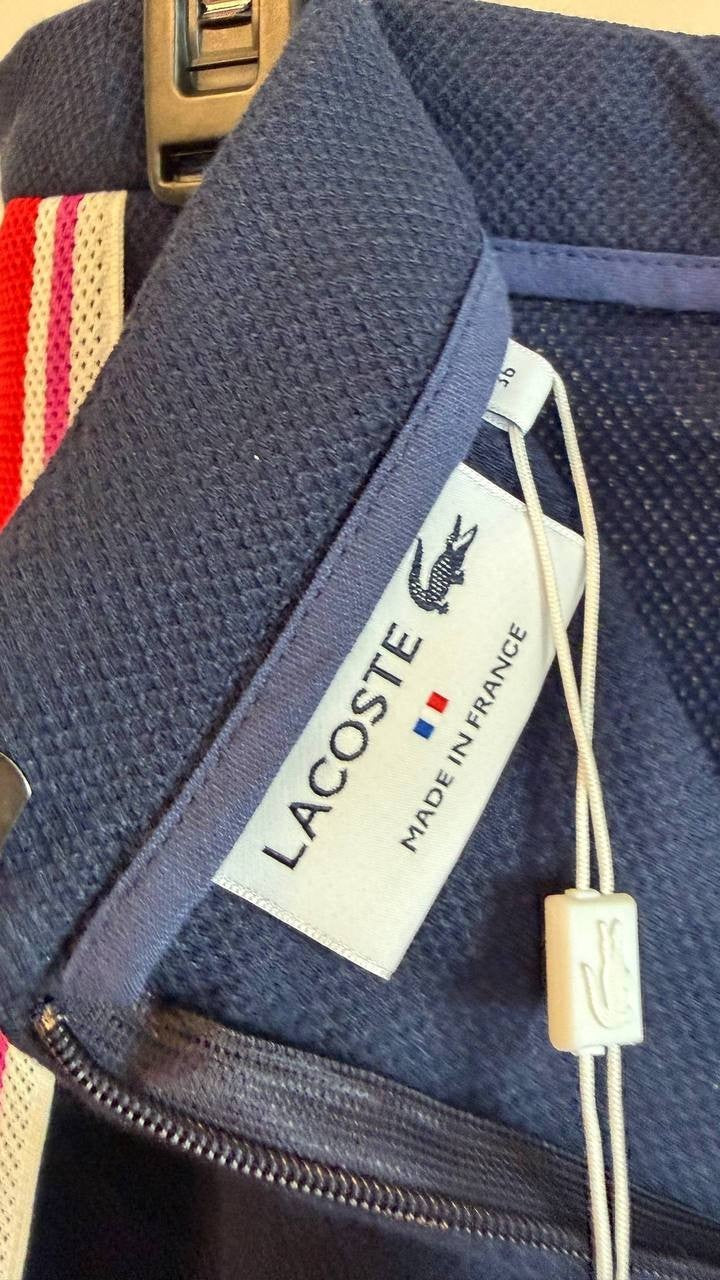 Lacoste USA Striped Panel Mini Skirt Navy Blue Size 36 NWT $145
