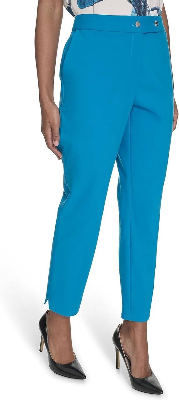Calvin Klein Cotton-Blend Straight-Leg Pants Blue Size 14 Good preowned $99