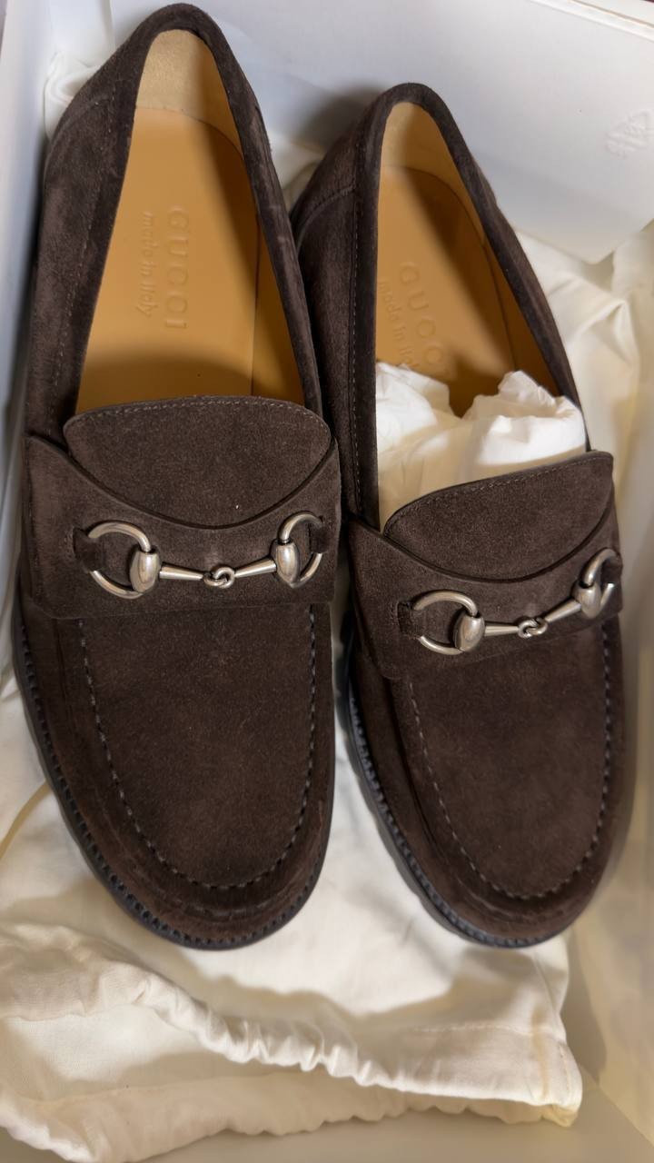 Gucci Women’s Horsebit Loafer Dark Brown Suede 8.5 New in Box $1270