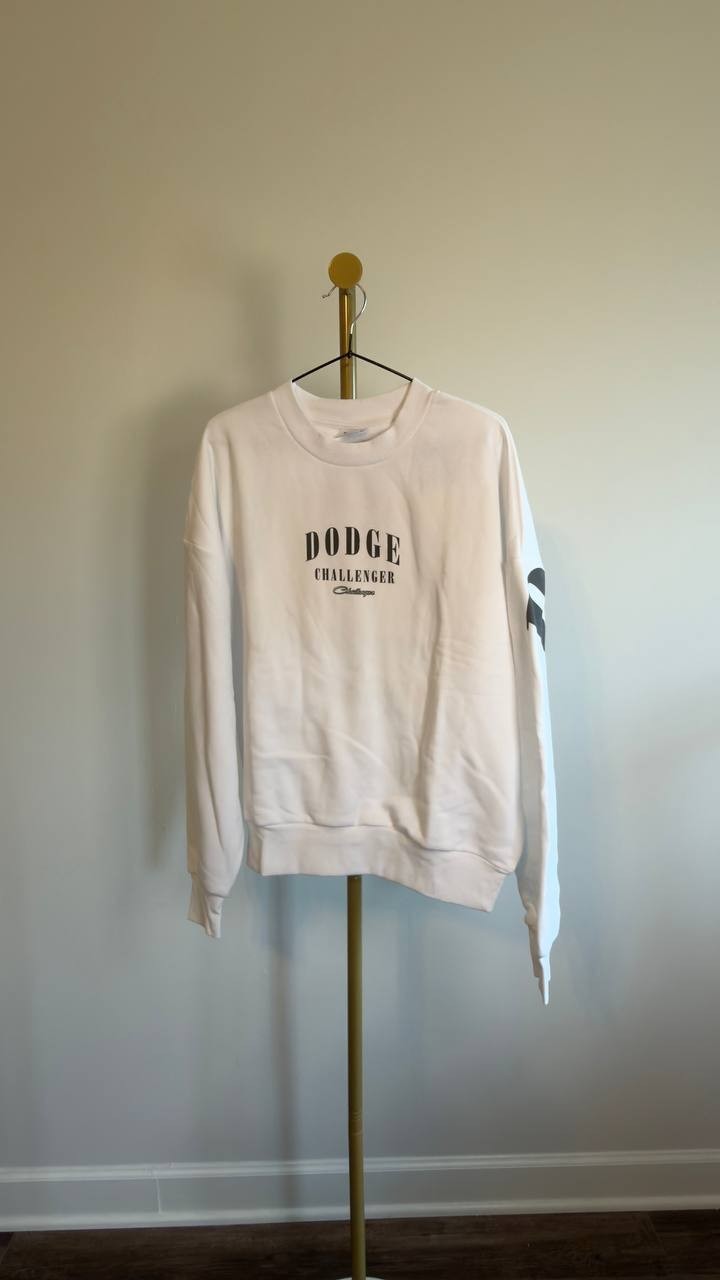 Dodge Challenger Crewneck Sweatshirt White M NWT $50
