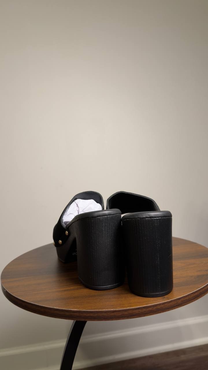 Rag  &  Co  High  Block  Heel  Clogs  Black   8.5  New  $72