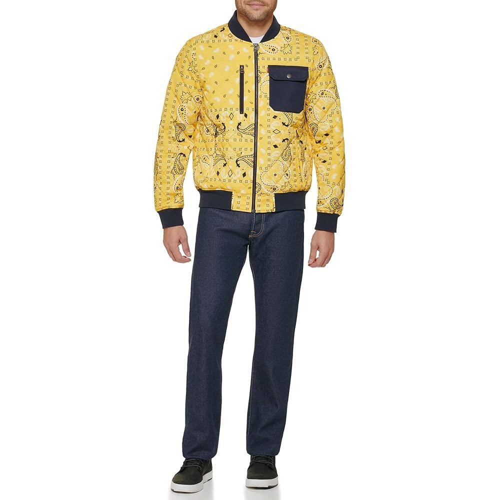 Levi's Bomber Jacket Paisley Yellow - Men's M, Softshell Polyester, NWT